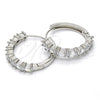 Argolla Huggie 02.210.0089.6.25 Rodio Laminado, con Zirconia Cubica Blanca, Pulido, Rodinado