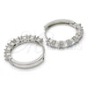 Argolla Huggie 02.210.0089.6.25 Rodio Laminado, con Zirconia Cubica Blanca, Pulido, Rodinado