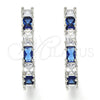 Argolla Huggie 02.210.0089.8.25 Rodio Laminado, con Zirconia Cubica Zafiro Azul y Blanca, Pulido, Rodinado