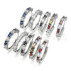 Argolla Huggie 02.210.0089.8.25 Rodio Laminado, con Zirconia Cubica Zafiro Azul y Blanca, Pulido, Rodinado