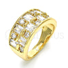 Anillo Multi Piedra 01.210.0059.08 Oro Laminado, con Blanca Zirconia Cubica, Pulido, Tono Dorado (Size 8)