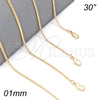 Gargantilla Basica 5.223.033.30 Oro Laminado, Diseño de Cubana, Pulido, Tono Dorado (01 MM Thickness, 30 Inches Length)
