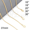 Gargantilla Basica 5.223.033.30 Oro Laminado, Diseño de Cubana, Pulido, Tono Dorado (01 MM Thickness, 30 Inches Length)