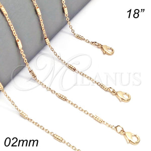 Gargantilla Basica 04.318.0002.18 Oro Laminado, Pulido, Tono Dorado (02 MM Thickness, 18 Inches Length)