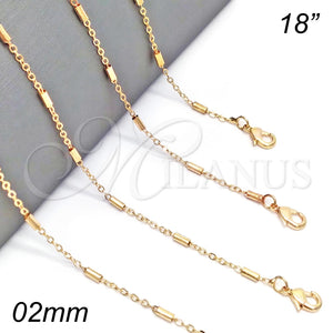 Gargantilla Basica 04.318.0004.18 Oro Laminado, Pulido, Tono Dorado (02 MM Thickness, 18 Inches Length)