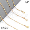 Gargantilla Basica 04.318.0004.18 Oro Laminado, Pulido, Tono Dorado (02 MM Thickness, 18 Inches Length)