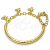 Pulsera de Dije 03.63.1815.08 Oro Laminado, Diseño de Osito y Hueco, Diamantado, Tono Dorado (Grosor 05 MM, 8 Pulgadas de Largo)