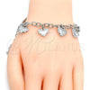Pulsera de Dije 03.63.1814.2.08 Rodio Laminado, Diseño de Corazón y Hueco, Diamantado, Rodinado (Grosor 05 MM, 8 Pulgadas de Largo)