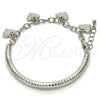 Pulsera de Dije 03.63.1814.2.08 Rodio Laminado, Diseño de Corazón y Hueco, Diamantado, Rodinado (Grosor 05 MM, 8 Pulgadas de Largo)
