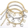 Pulsera de Dije 03.63.1814.2.08 Rodio Laminado, Diseño de Corazón y Hueco, Diamantado, Rodinado (Grosor 05 MM, 8 Pulgadas de Largo)