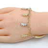 Pulsera de Dije 03.63.1819.1.08 Oro Laminado, Diseño de Niñita Pequeña y Niñito Pequeño, Diamantado, Tres Tonos (05 MM Thickness, 8 Inches Length)