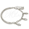 Pulsera de Dije 03.63.1819.2.08 Rodio Laminado, Diseño de Niñita Pequeña y Niñito Pequeño, Diamantado, Rodinado (Grosor 05 MM, 8 Pulgadas de Largo)
