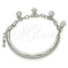 Pulsera de Dije 03.63.1819.2.08 Rodio Laminado, Diseño de Niñita Pequeña y Niñito Pequeño, Diamantado, Rodinado (Grosor 05 MM, 8 Pulgadas de Largo)
