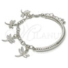Pulsera de Dije 03.63.1821.2.08 Rodio Laminado, Diseño de Libélula y Hueco, Diamantado, Rodinado (Grosor 05 MM, 8 Pulgadas de Largo)