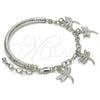 Pulsera de Dije 03.63.1821.2.08 Rodio Laminado, Diseño de Libélula y Hueco, Diamantado, Rodinado (Grosor 05 MM, 8 Pulgadas de Largo)