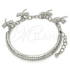 Pulsera de Dije 03.63.1821.2.08 Rodio Laminado, Diseño de Libélula y Hueco, Diamantado, Rodinado (Grosor 05 MM, 8 Pulgadas de Largo)