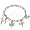 Pulsera de Dije 03.63.1821.2.08 Rodio Laminado, Diseño de Libélula y Hueco, Diamantado, Rodinado (Grosor 05 MM, 8 Pulgadas de Largo)