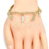 Pulsera de Dije 03.63.1822.08 Oro Laminado, Diseño de Hueco, Diamantado, Tono Dorado (05 MM Thickness, 8 Inches Length)