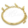 Pulsera de Dije 03.63.1822.08 Oro Laminado, Diseño de Hueco, Diamantado, Tono Dorado (05 MM Thickness, 8 Inches Length)