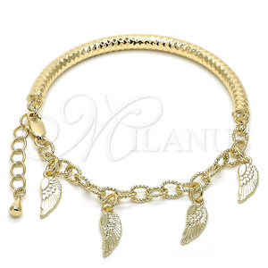 Pulsera de Dije 03.63.1822.08 Oro Laminado, Diseño de Hueco, Diamantado, Tono Dorado (05 MM Thickness, 8 Inches Length)