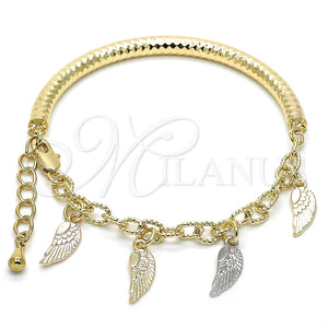 Pulsera de Dije 03.63.1822.1.08 Oro Laminado, Diseño de Hueco, Diamantado, Tres Tonos (05 MM Thickness, 8 Inches Length)