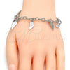 Pulsera de Dije 03.63.1822.2.08 Rodio Laminado, Diseño de Hueco, Diamantado, Rodinado (Grosor 05 MM, 8 Pulgadas de Largo)