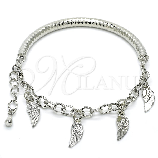Pulsera de Dije 03.63.1822.2.08 Rodio Laminado, Diseño de Hueco, Diamantado, Rodinado (Grosor 05 MM, 8 Pulgadas de Largo)