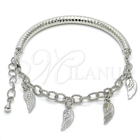 Pulsera de Dije 03.63.1822.2.08 Rodio Laminado, Diseño de Hueco, Diamantado, Rodinado (Grosor 05 MM, 8 Pulgadas de Largo)