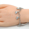 Pulsera de Dije 03.63.1824.2.08 Rodio Laminado, Diseño de Elefante y Hueco, Diamantado, Rodinado (Grosor 05 MM, 8 Pulgadas de Largo)