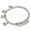 Pulsera de Dije 03.63.1824.2.08 Rodio Laminado, Diseño de Elefante y Hueco, Diamantado, Rodinado (Grosor 05 MM, 8 Pulgadas de Largo)