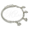 Pulsera de Dije 03.63.1824.2.08 Rodio Laminado, Diseño de Elefante y Hueco, Diamantado, Rodinado (Grosor 05 MM, 8 Pulgadas de Largo)