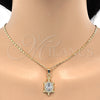Juego de Arete y Dije de Adulto 06.213.0002.4 Oro Laminado, Diseño de Tortuga, con Blanca Cristal, Pulido, Tono Dorado