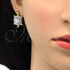 Juego de Arete y Dije de Adulto 06.213.0002.4 Oro Laminado, Diseño de Tortuga, con Blanca Cristal, Pulido, Tono Dorado