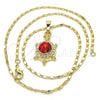 Collares con Dije 04.213.0104.18 Oro Laminado, Diseño de Tortuga, con Cristal Granate y Blanca, Pulido, Tono Dorado (Grosor 02 MM, 18 Pulgadas de Largo)