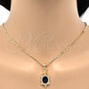 Collares con Dije 04.213.0104.2.18 Oro Laminado, Diseño de Tortuga, con Negro and Blanca Cristal, Pulido, Tono Dorado (02 MM Thickness, 18 Inches Length)