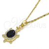 Collares con Dije 04.213.0104.2.18 Oro Laminado, Diseño de Tortuga, con Negro and Blanca Cristal, Pulido, Tono Dorado (02 MM Thickness, 18 Inches Length)