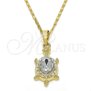 Collares con Dije 04.213.0104.4.18 Oro Laminado, Diseño de Tortuga, con Blanca Cristal, Pulido, Tono Dorado (02 MM Thickness, 18 Inches Length)