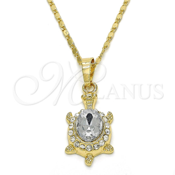 Collares con Dije 04.213.0104.4.18 Oro Laminado, Diseño de Tortuga, con Blanca Cristal, Pulido, Tono Dorado (02 MM Thickness, 18 Inches Length)