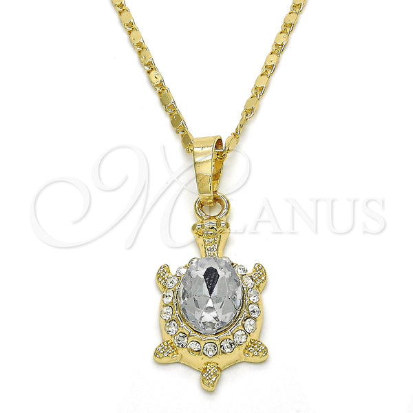 Collares con Dije 04.213.0104.4.18 Oro Laminado, Diseño de Tortuga, con Blanca Cristal, Pulido, Tono Dorado (02 MM Thickness, 18 Inches Length)