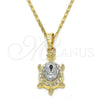 Collares con Dije 04.213.0104.4.18 Oro Laminado, Diseño de Tortuga, con Blanca Cristal, Pulido, Tono Dorado (02 MM Thickness, 18 Inches Length)