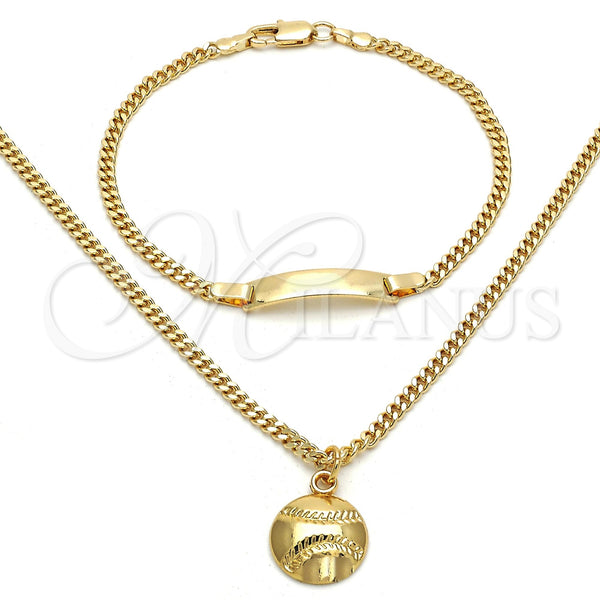 Collar y Dije 06.63.0188 Oro Laminado, Diseño de Miami Cubana, Pulido, Tono Dorado