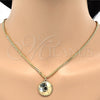 Collar y Dije 06.63.0196 Oro Laminado, Diseño de Bola y Miami Cubana, Pulido, Tono Dorado
