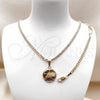 Collar y Dije 06.63.0196 Oro Laminado, Diseño de Bola y Miami Cubana, Pulido, Tono Dorado