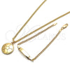 Collar y Dije 06.63.0196 Oro Laminado, Diseño de Bola y Miami Cubana, Pulido, Tono Dorado