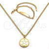 Collar y Dije 06.63.0196 Oro Laminado, Diseño de Bola y Miami Cubana, Pulido, Tono Dorado