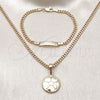 Collar y Dije 06.63.0196 Oro Laminado, Diseño de Bola y Miami Cubana, Pulido, Tono Dorado