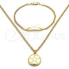 Collar y Dije 06.63.0196 Oro Laminado, Diseño de Bola y Miami Cubana, Pulido, Tono Dorado