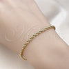 Pulsera Básica 04.213.0105.07 Oro Laminado, Diseño de Rope, Pulido, Tono Dorado (03 MM Thickness, 7 Inches Length)