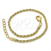 Pulsera Básica 04.213.0105.07 Oro Laminado, Diseño de Rope, Pulido, Tono Dorado (03 MM Thickness, 7 Inches Length)