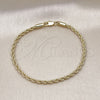 Pulsera Básica 04.213.0105.07 Oro Laminado, Diseño de Rope, Pulido, Tono Dorado (03 MM Thickness, 7 Inches Length)